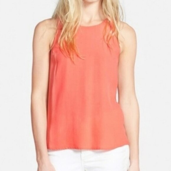 ASTR Peach Coral Pleat back Tank Top Swing Small - Picture 1 of 8